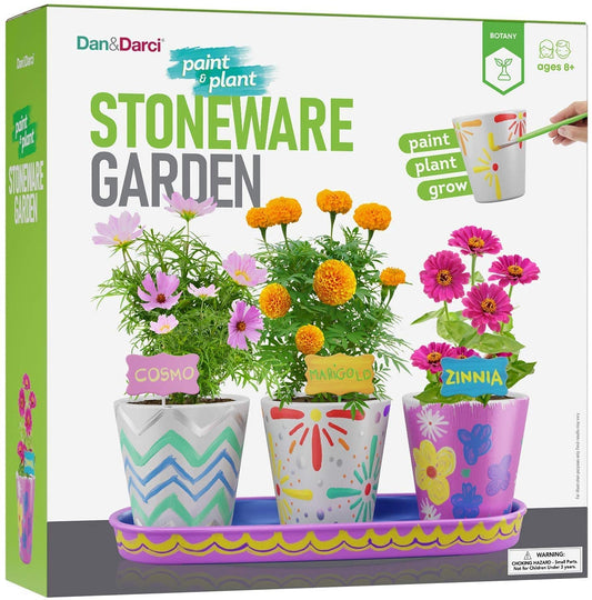 Dan&Darci Paint & Plant Stoneware Flower Gardening Kit