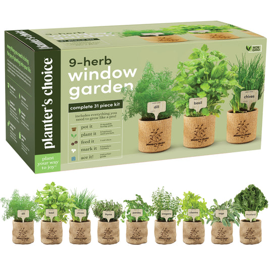 Planter's Choice 9 Herb Window Garden Planting Kit