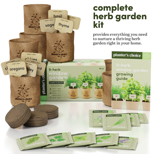 Planter's Choice 9 Herb Window Garden Planting Kit