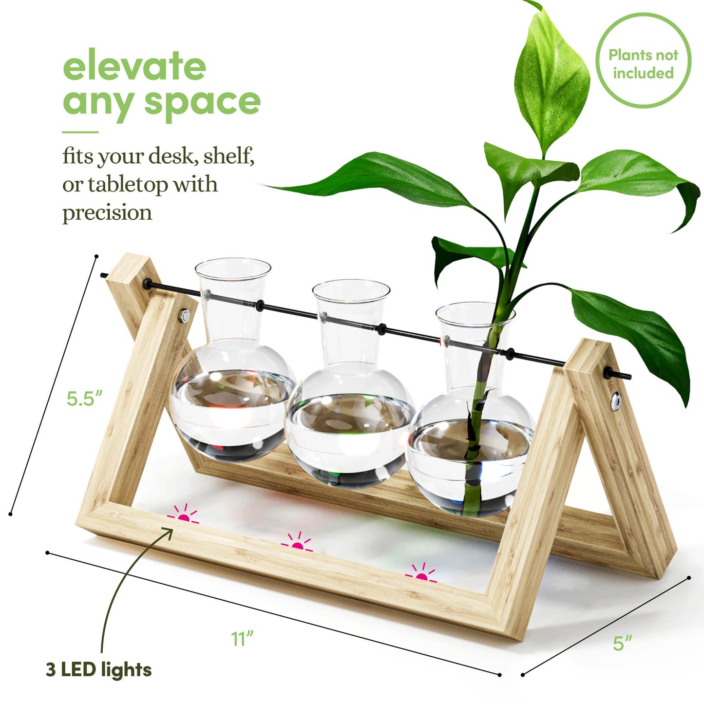 Planters' Choice Light Up Bamboo Air Planter