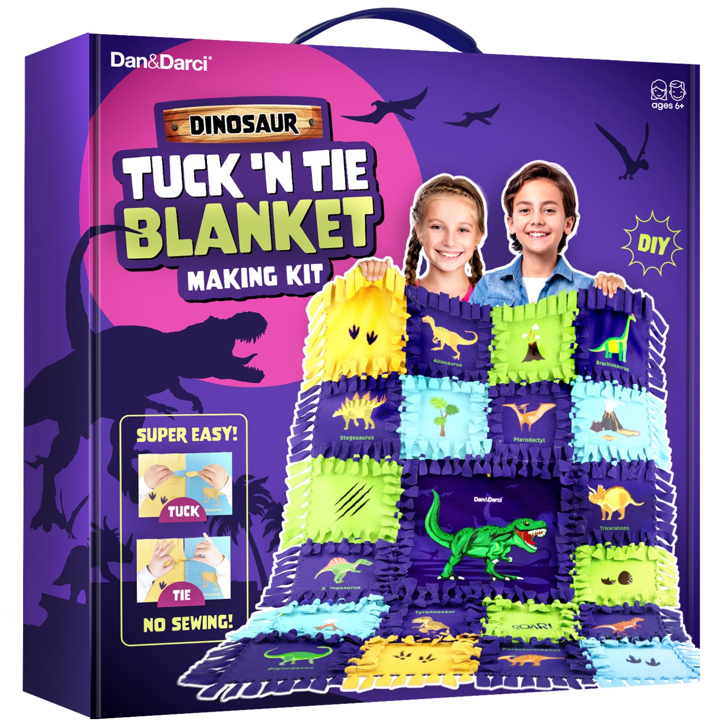 Dan&Darci Dinosaur Tuck N' Tie Fleece Blanket Kit