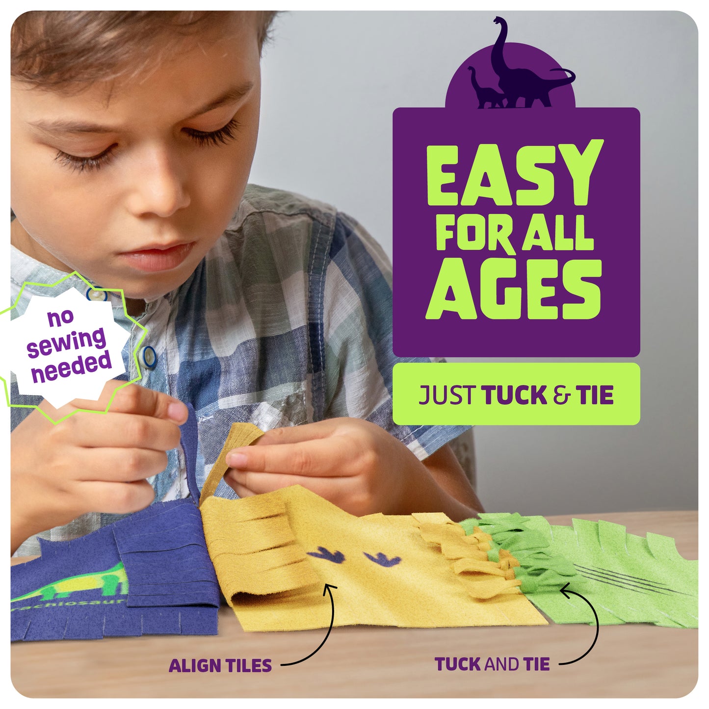Dan&Darci Dinosaur Tuck N' Tie Fleece Blanket Kit