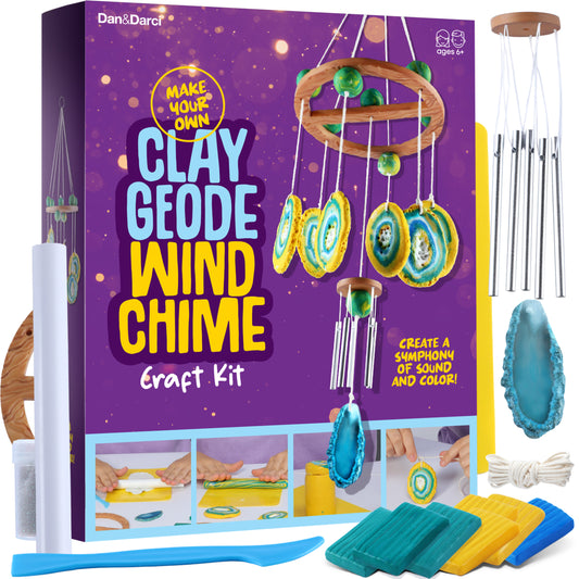 Dan&Darci DIY CLay Geode Wind Chime Craft Kit - Real Geode Slice