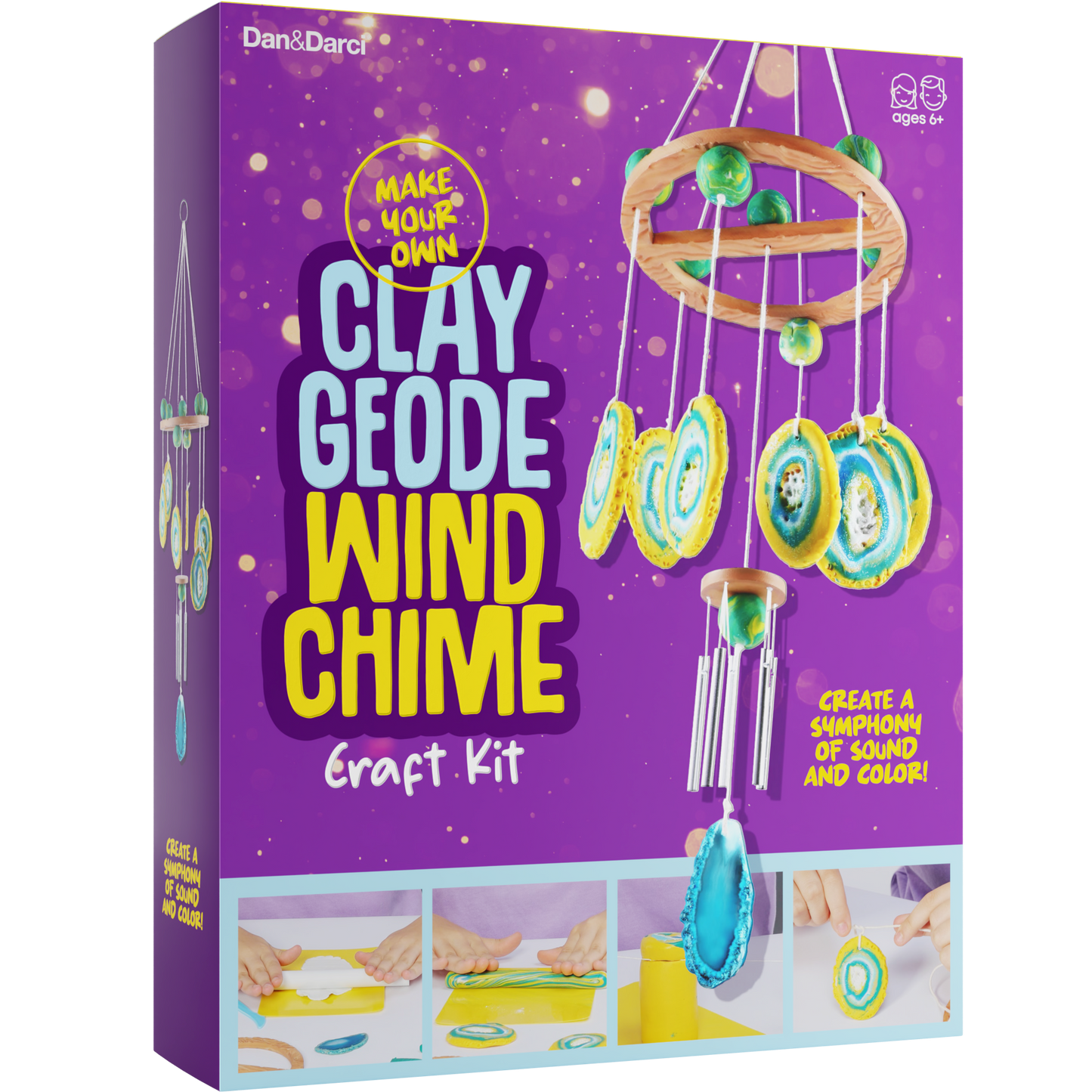 Dan&Darci DIY CLay Geode Wind Chime Craft Kit - Real Geode Slice