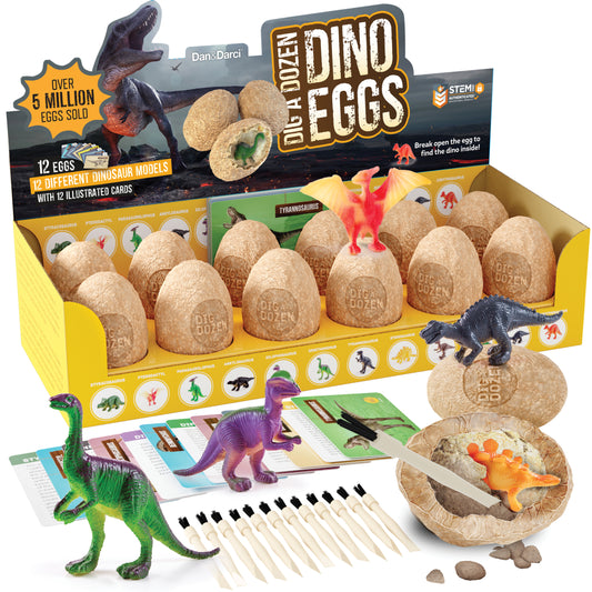 Dan&Darci Dig a Dozen Dino Eggs Kit - 12 Eggs & Surprise Dinosaurs