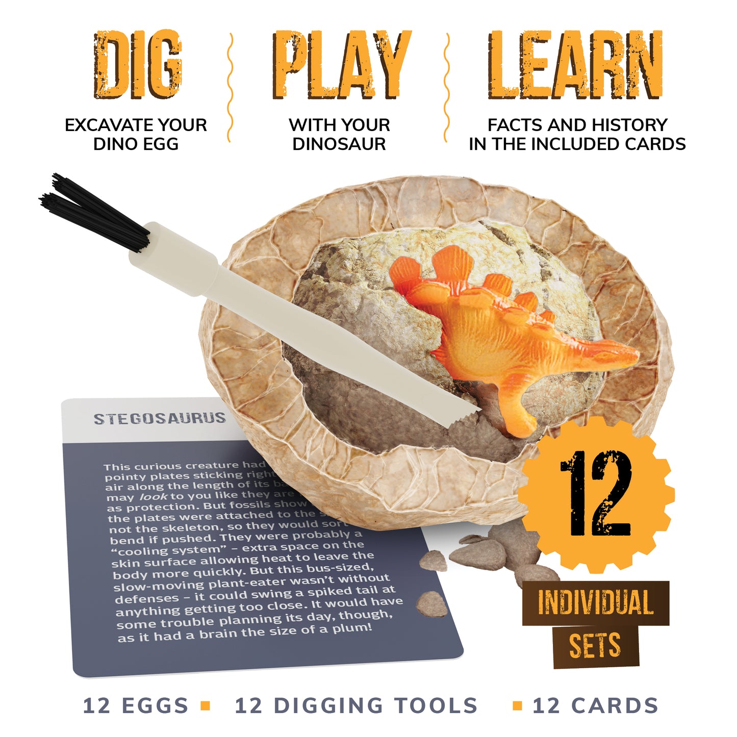 Dan&Darci Dig a Dozen Dino Eggs Kit - 12 Eggs & Surprise Dinosaurs
