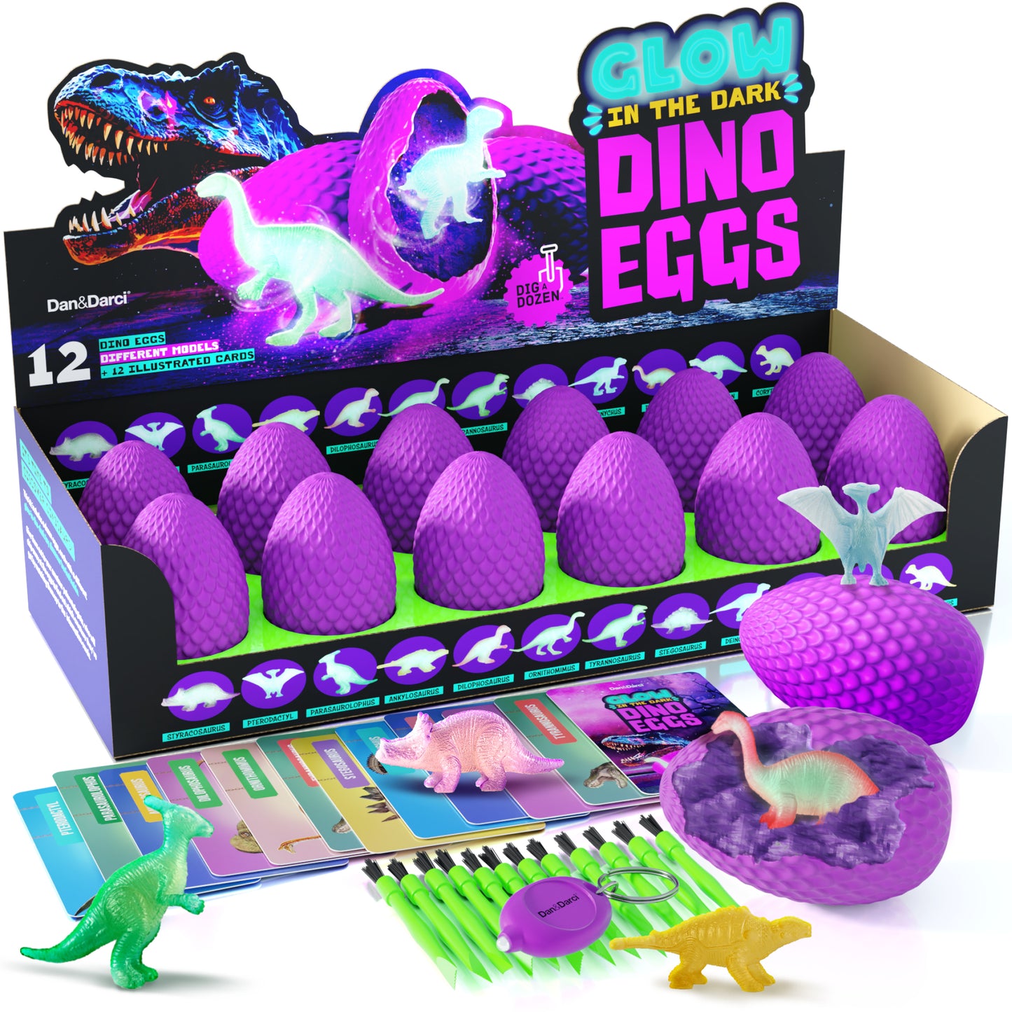 Dan&Darci Glow-in-the-Dark Dino Eggs Dig Kit - 12 Surprise Dino Eggs