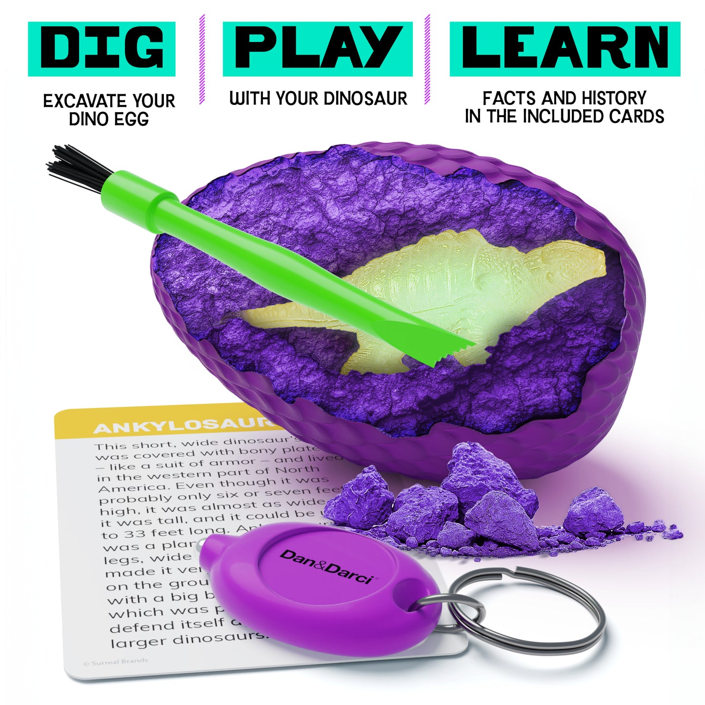 Dan&Darci Glow-in-the-Dark Dino Eggs Dig Kit - 12 Surprise Dino Eggs
