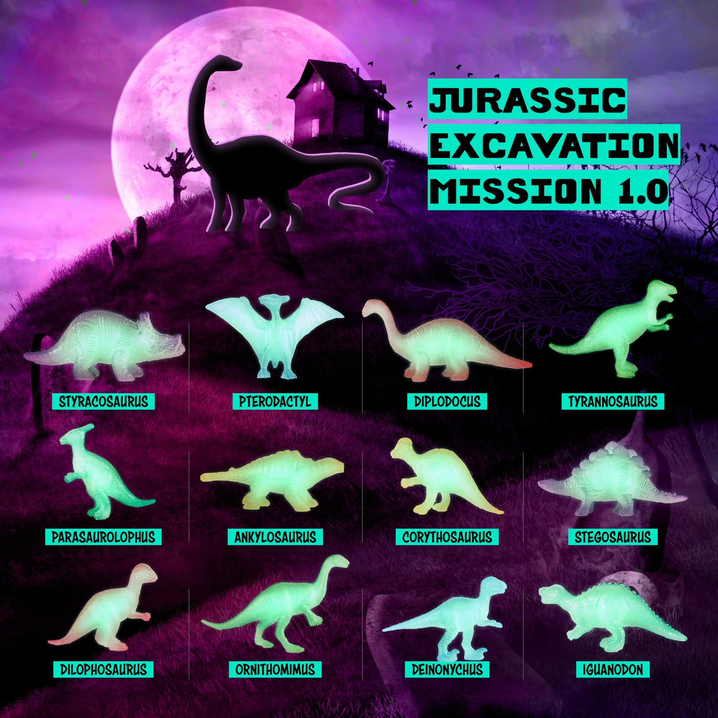 Dan&Darci Glow-in-the-Dark Dino Eggs Dig Kit - 12 Surprise Dino Eggs
