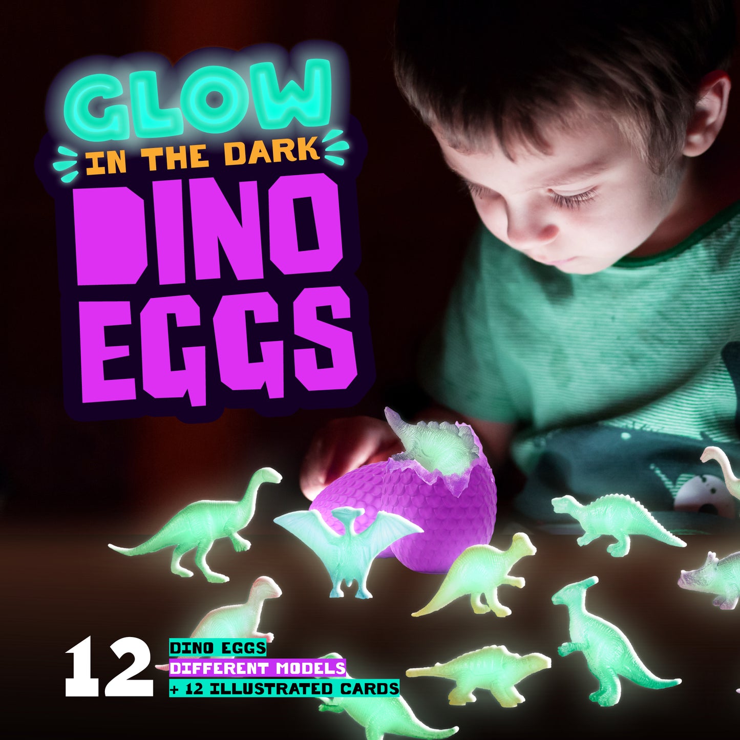 Dan&Darci Glow-in-the-Dark Dino Eggs Dig Kit - 12 Surprise Dino Eggs