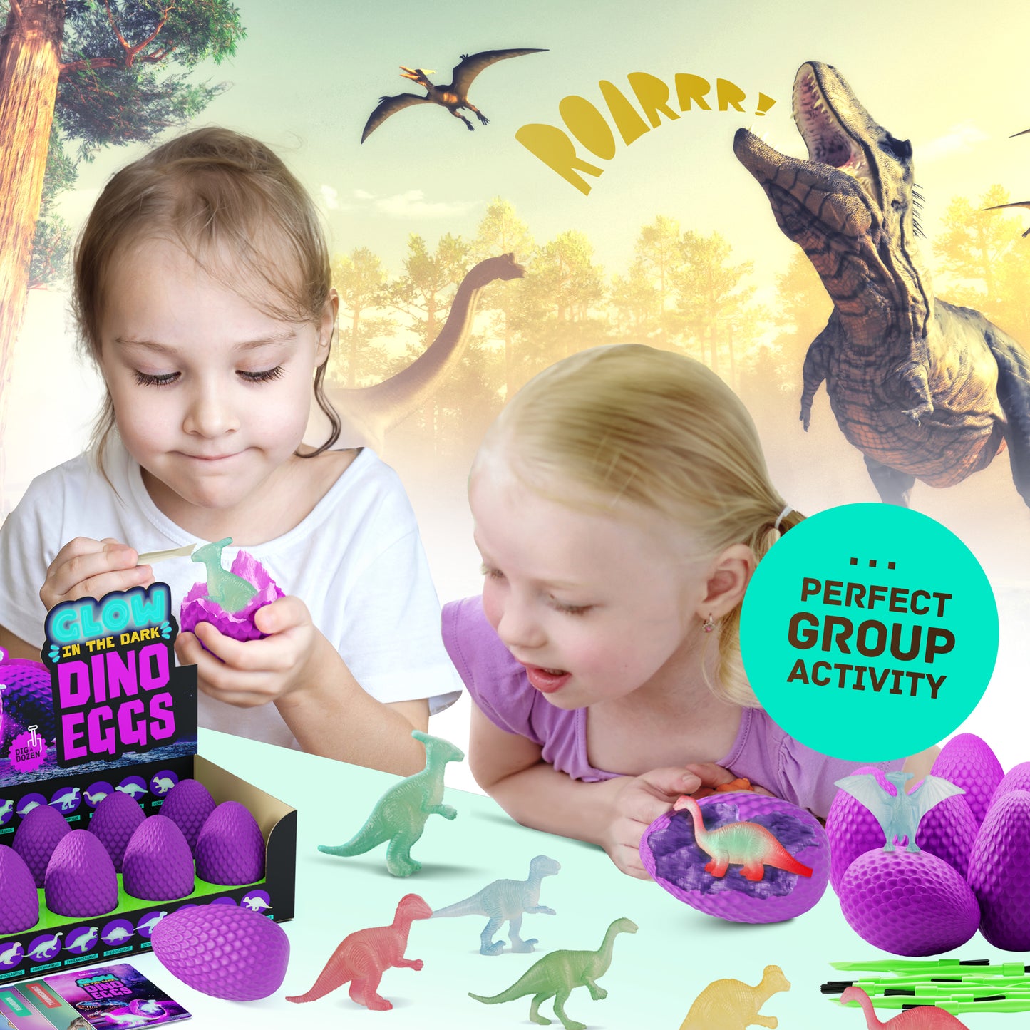 Dan&Darci Glow-in-the-Dark Dino Eggs Dig Kit - 12 Surprise Dino Eggs