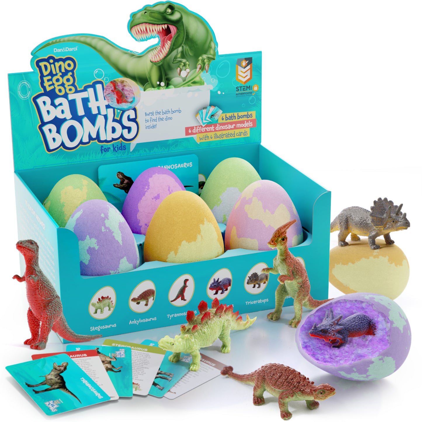 Dan&Darci Dino Egg Bath Bombs - 6 Pack