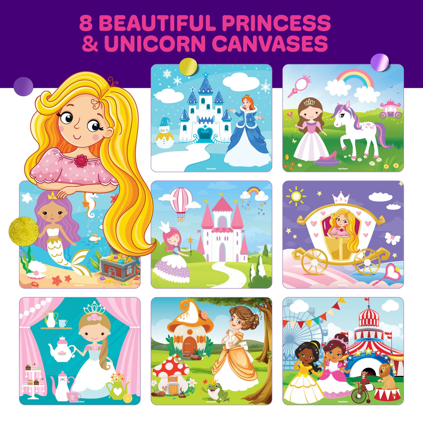 Dan&Darci Dot Stickers Art Kit - Princesses & Unicorns