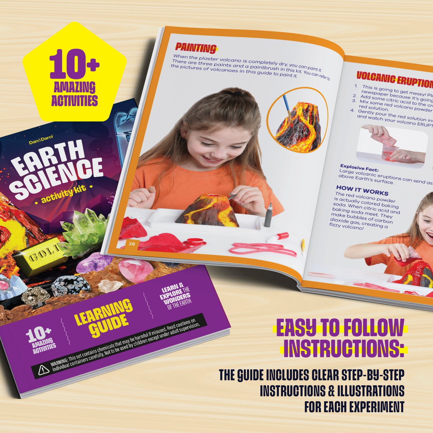 Dan&Darci Earth Science Activity Kit - Erupt a Volcano, Stimulate a Tornado, 10+ Experiments
