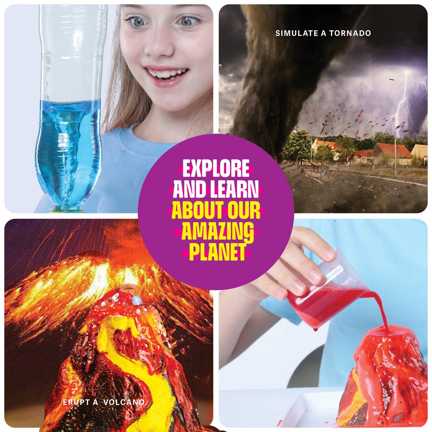 Dan&Darci Earth Science Activity Kit - Erupt a Volcano, Stimulate a Tornado, 10+ Experiments
