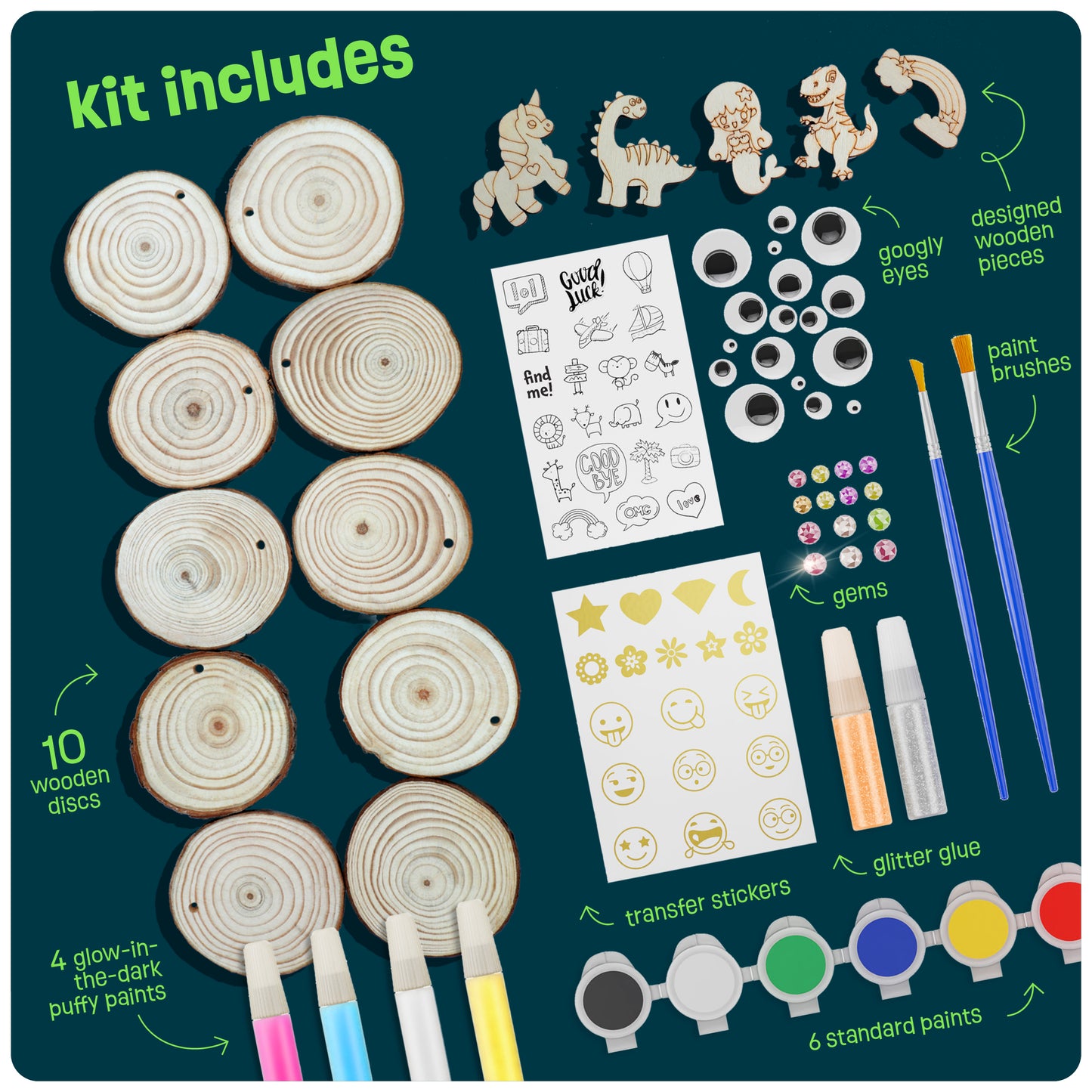 Dan&Darci Glow-in-the-Dark Wood Painting Craft Kit