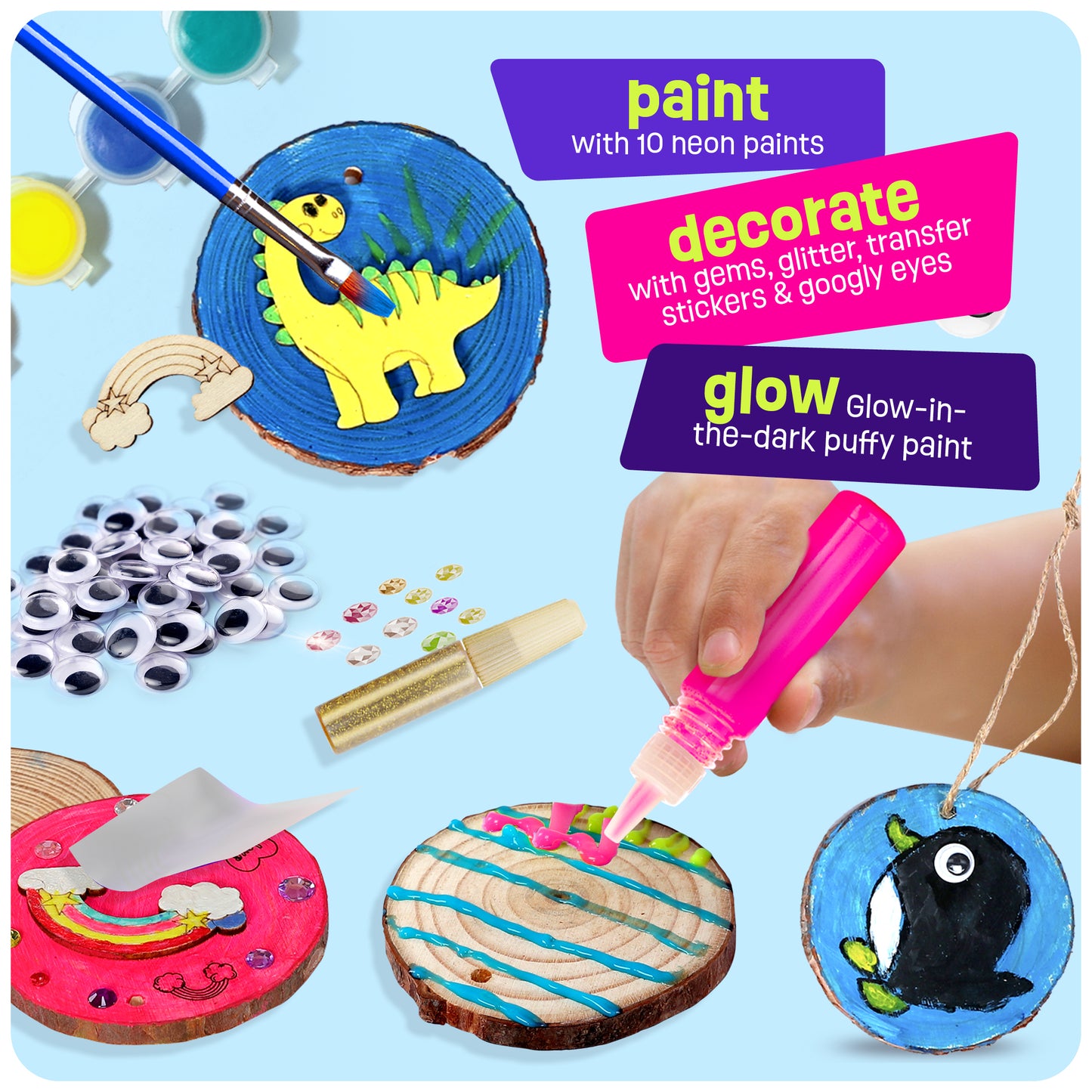 Dan&Darci Glow-in-the-Dark Wood Painting Craft Kit