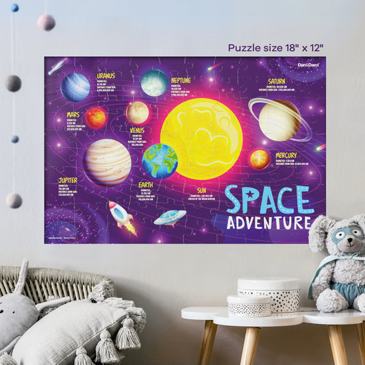 Dan&Darci Glow-in-the-Dark 100 Piece Galaxy Puzzle - Bonus Learning Cards