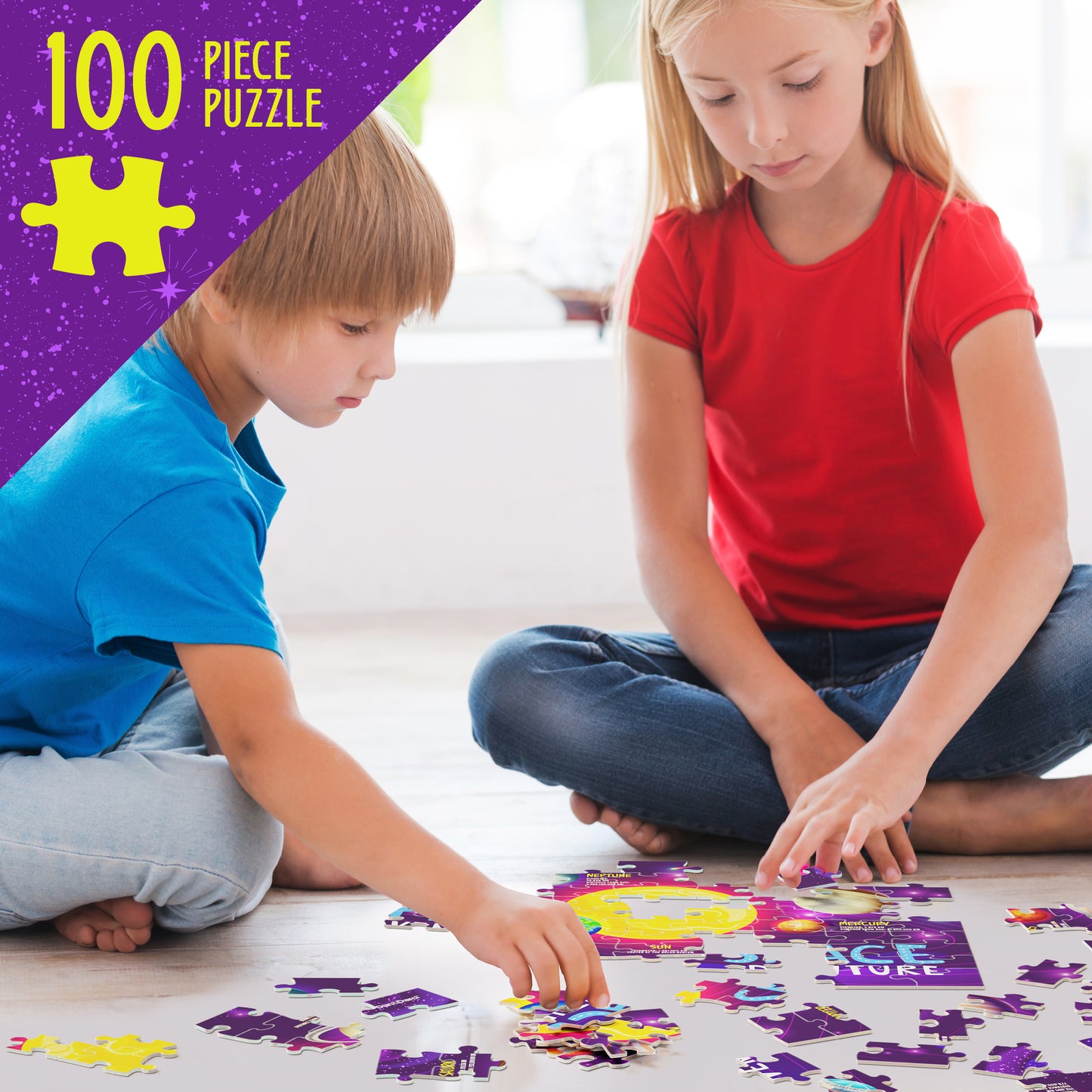 Dan&Darci Glow-in-the-Dark 100 Piece Galaxy Puzzle - Bonus Learning Cards