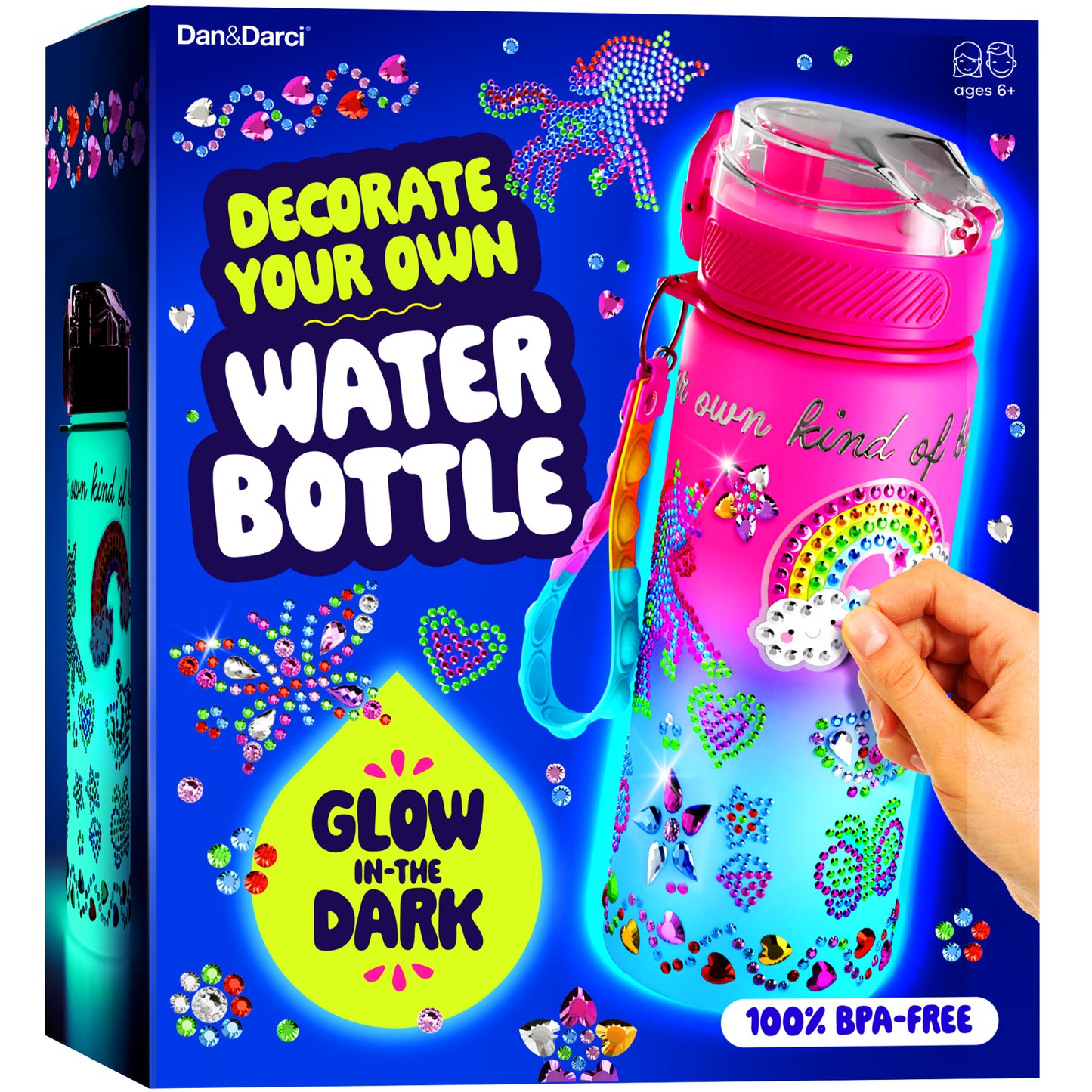 Dan&Darci Decorate Your Own Glow-in-the-Dark Water Bottle Kit - 100% BPA-Free