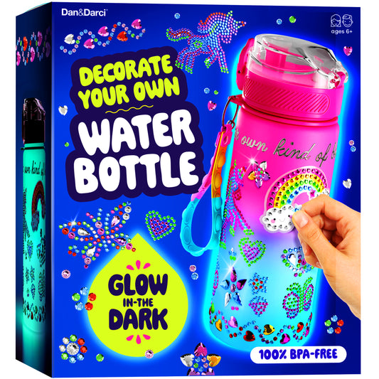 Dan&Darci Decorate Your Own Glow-in-the-Dark Water Bottle Kit - 100% BPA-Free