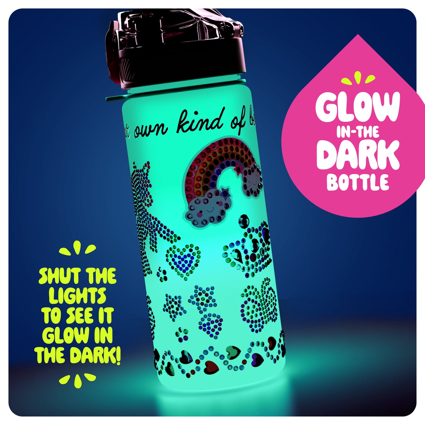 Dan&Darci Decorate Your Own Glow-in-the-Dark Water Bottle Kit - 100% BPA-Free