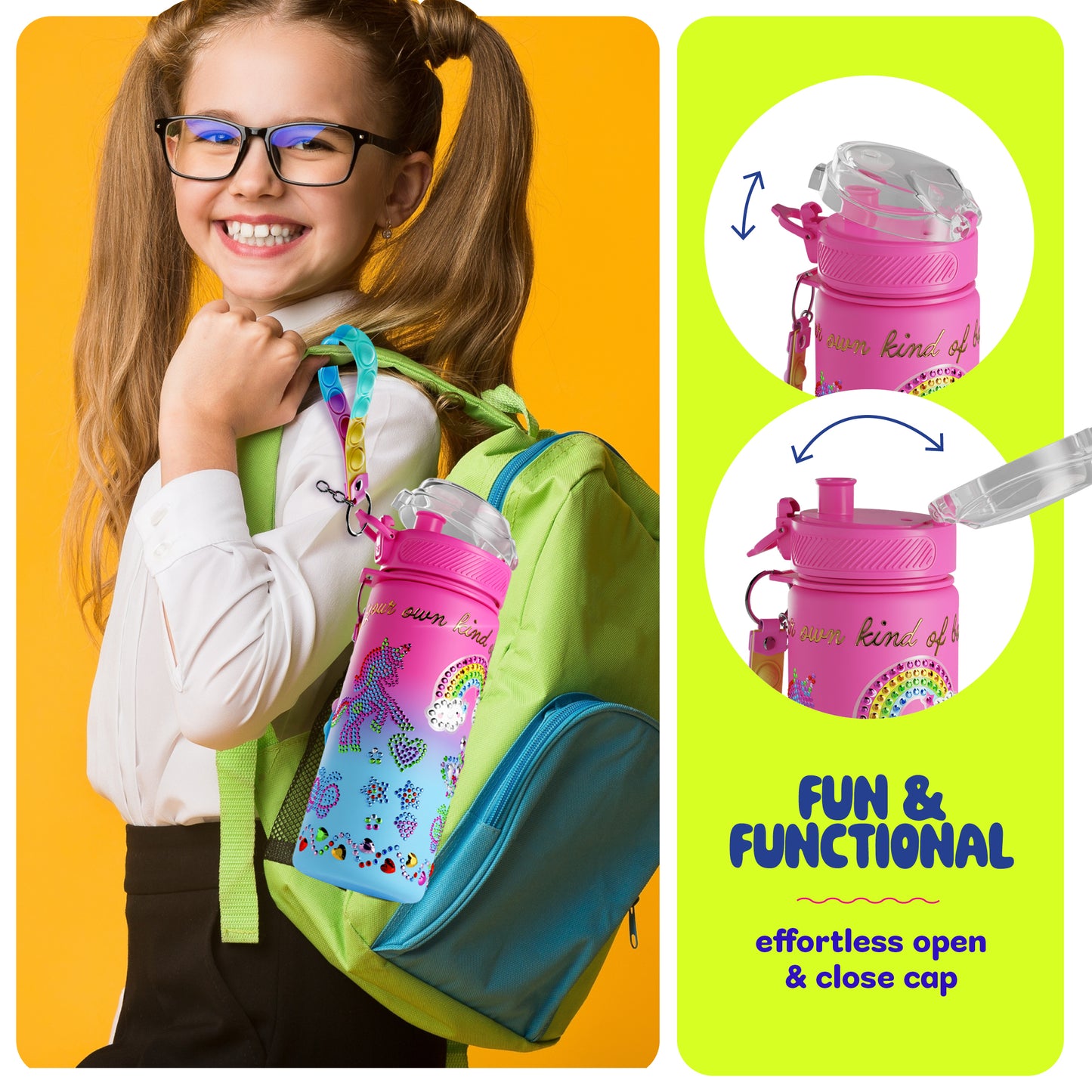 Dan&Darci Decorate Your Own Glow-in-the-Dark Water Bottle Kit - 100% BPA-Free