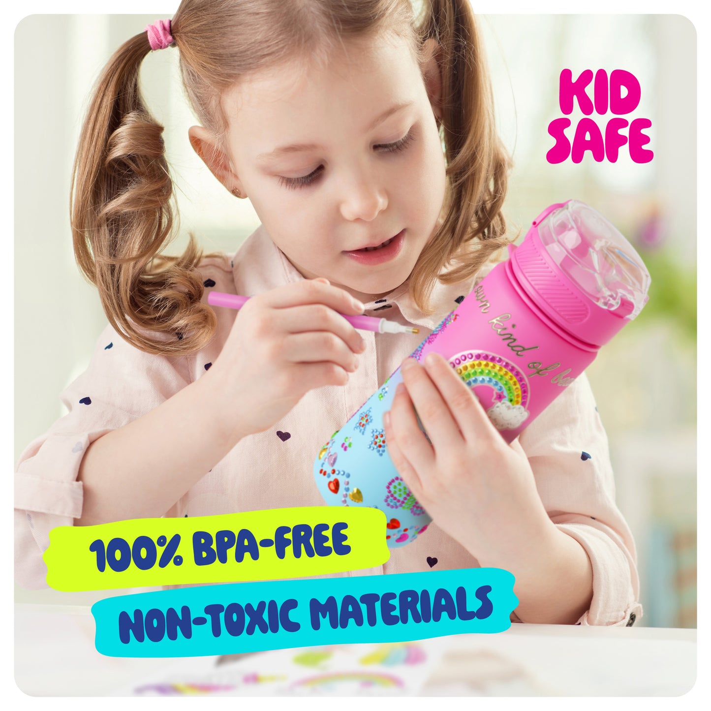 Dan&Darci Decorate Your Own Glow-in-the-Dark Water Bottle Kit - 100% BPA-Free