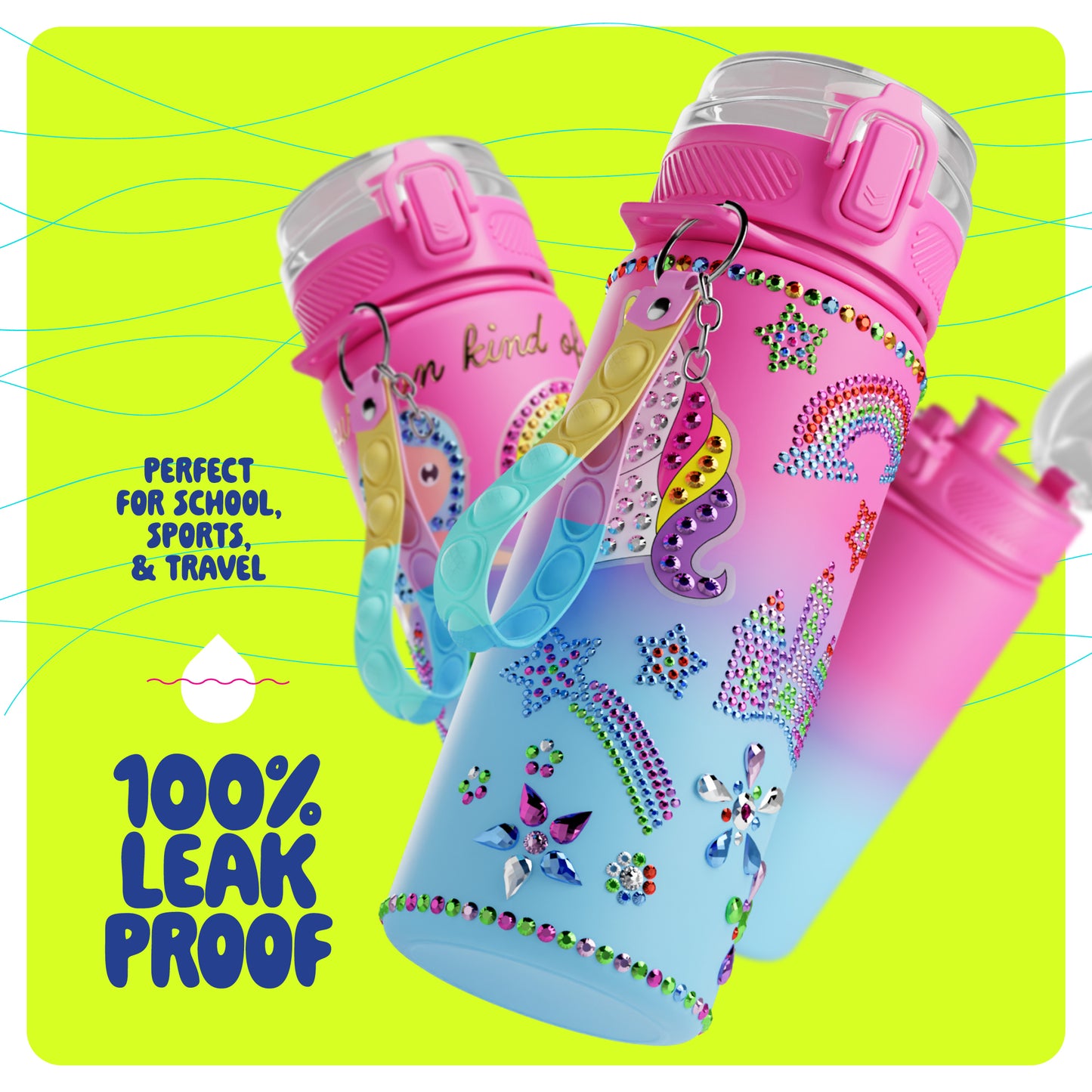 Dan&Darci Decorate Your Own Glow-in-the-Dark Water Bottle Kit - 100% BPA-Free