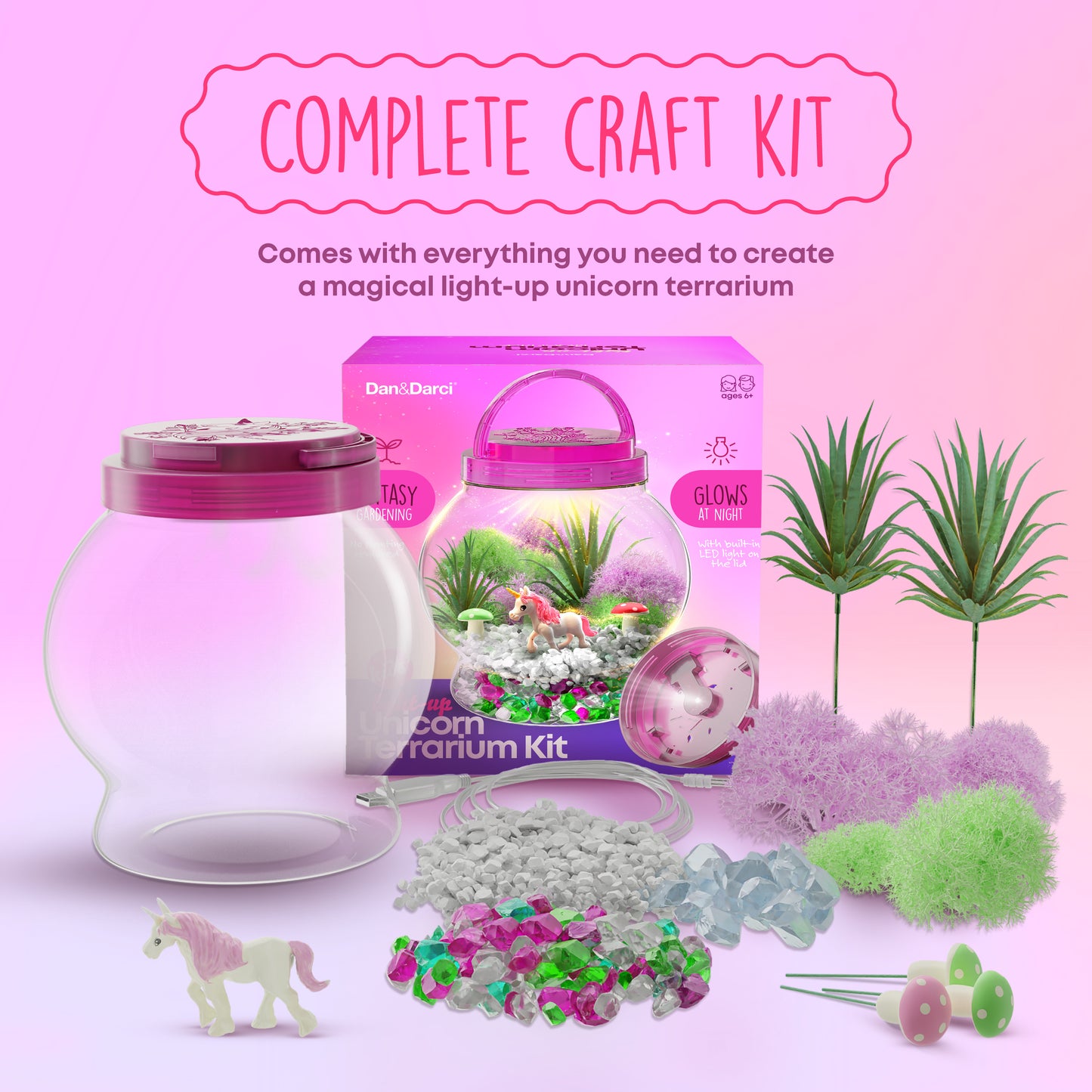 Dan&Darci Light Up Unicorn Terrarium Kit