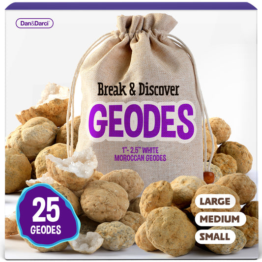 Dan&Darci Break & Discover Your Own Geodes - 25 Geodes, 1"-2.5" White Moroccan Geodes