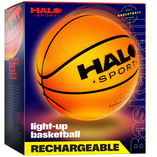 Halo Sport Rechargeable Light up Basketball - Official Size 7, Bounce Activated, Auto Shut-Off