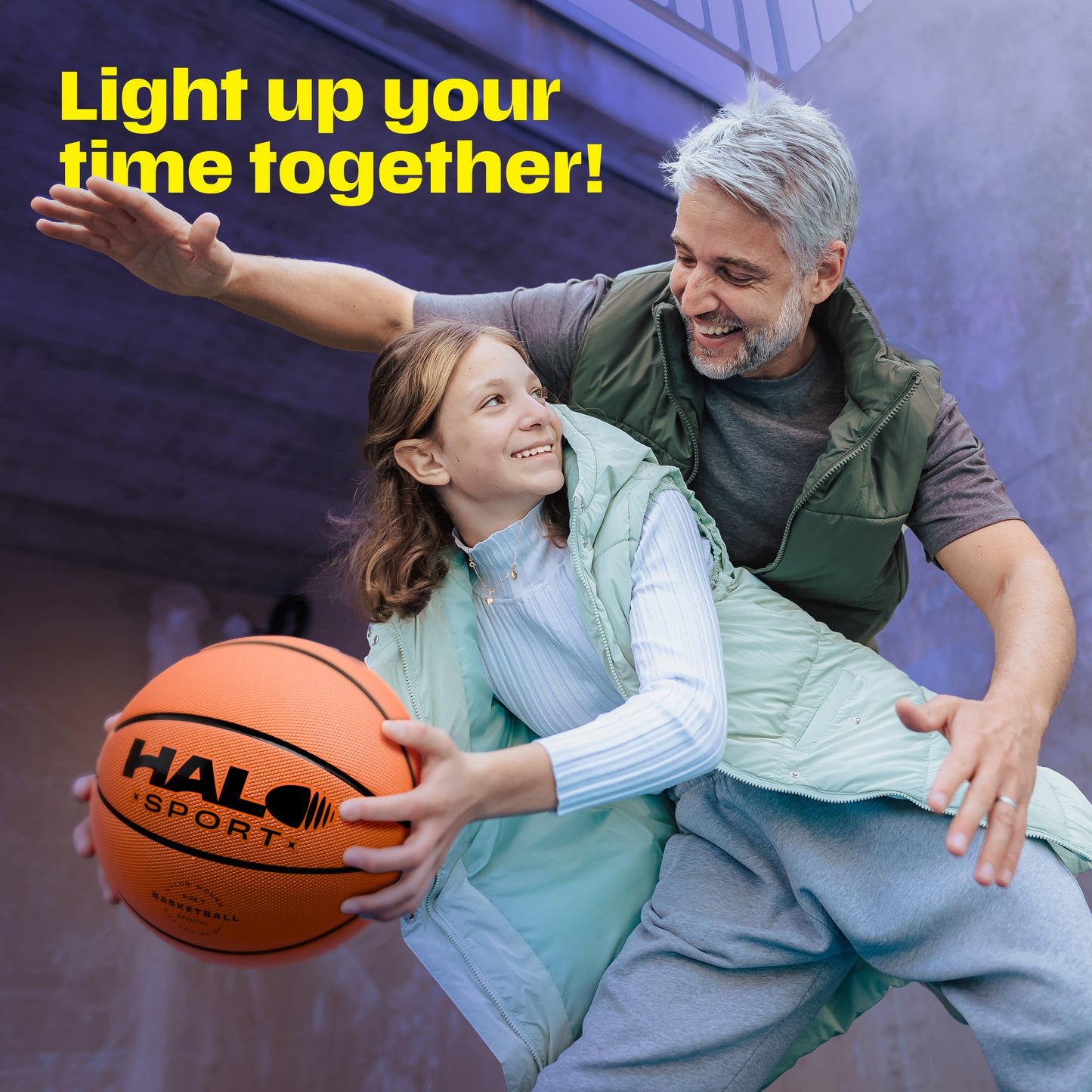 Halo Sport Rechargeable Light up Basketball - Official Size 7, Bounce Activated, Auto Shut-Off