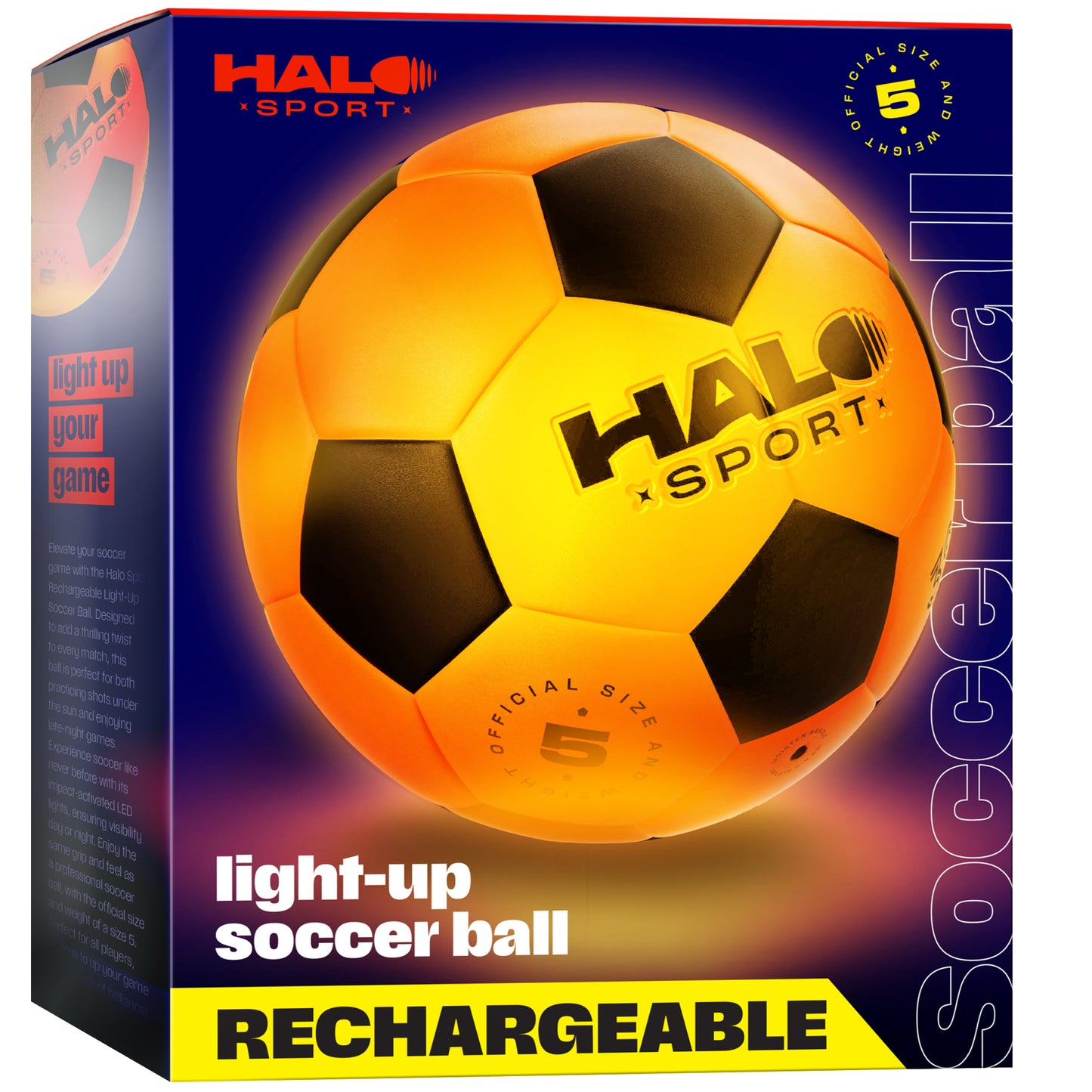 Halo Sport Rechargeable Light up Soccer Ball - Official Size 5