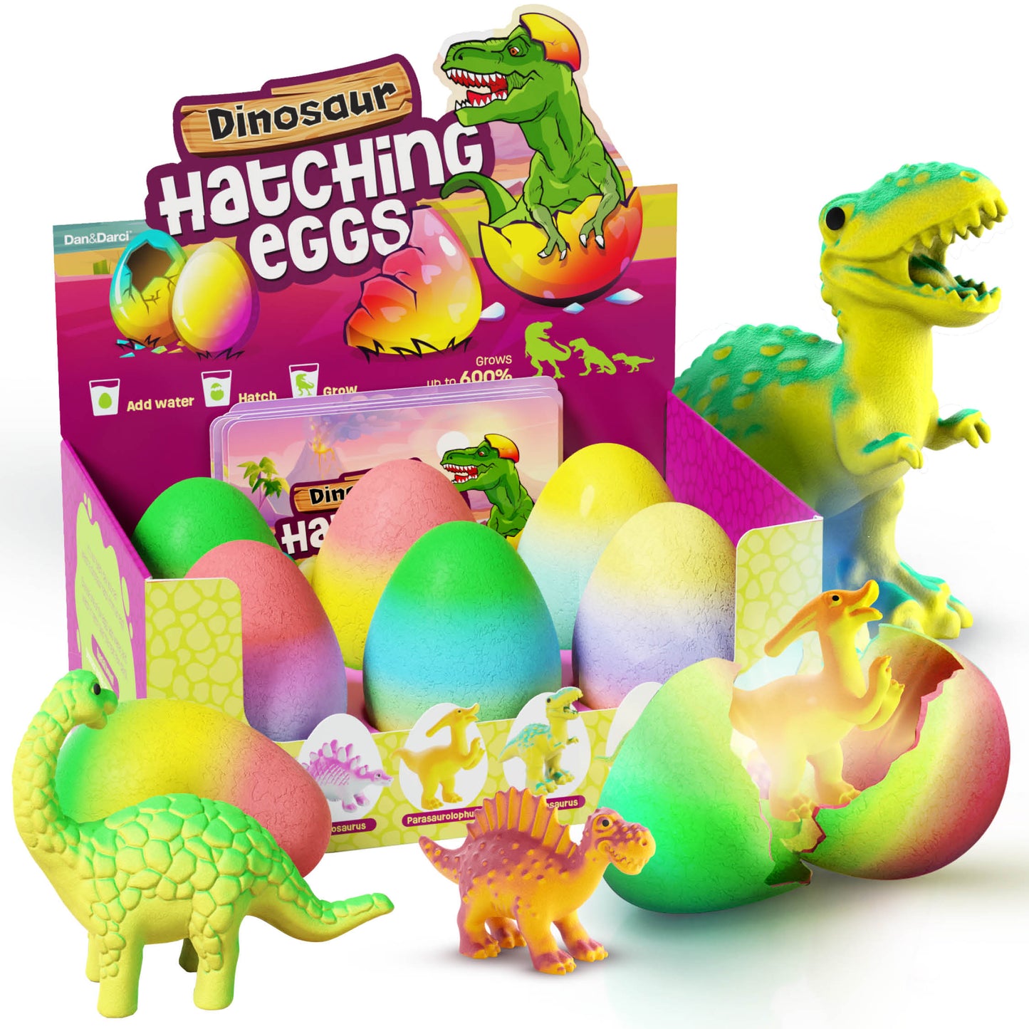 Dan&Darci Dinosaur Hatching Surprise Eggs - 6 Pack, Grows 600%