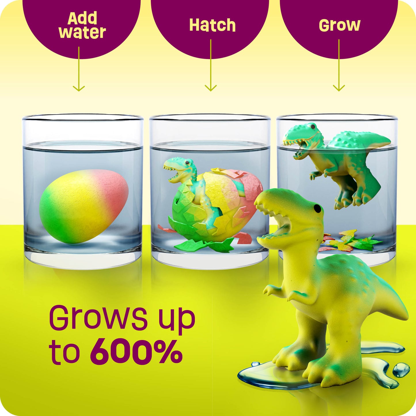 Dan&Darci Dinosaur Hatching Surprise Eggs - 6 Pack, Grows 600%