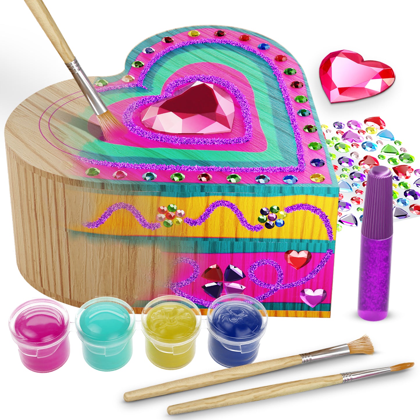 Pretty Me Decorate Your Own Wooden Heart Treasure Box for Kids