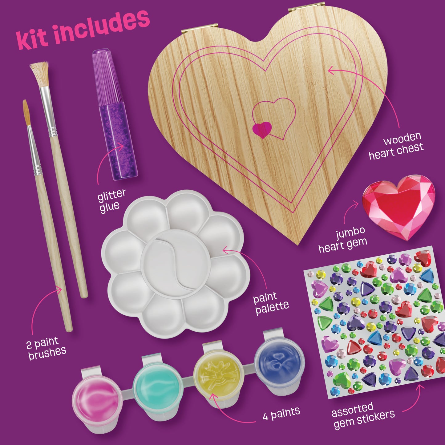 Pretty Me Decorate Your Own Wooden Heart Treasure Box for Kids