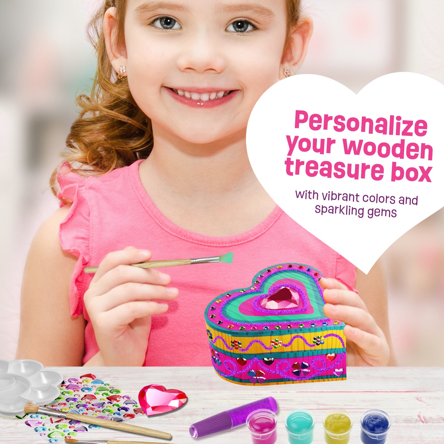 Pretty Me Decorate Your Own Wooden Heart Treasure Box for Kids