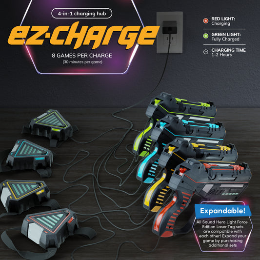 Squad Hero Rechargeable Laser Tag - Set of 4, 150 ft-Reach