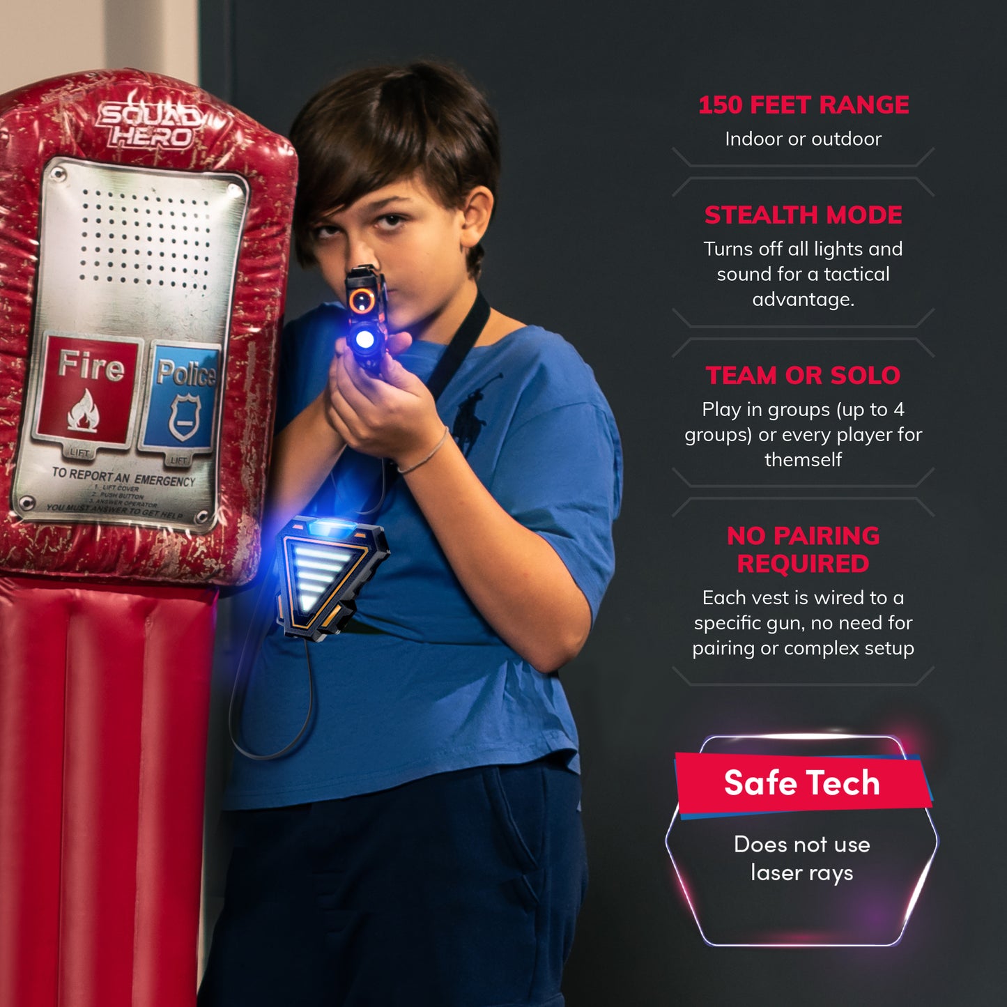 Squad Hero Rechargeable Laser Tag - Set of 4, 150 ft-Reach