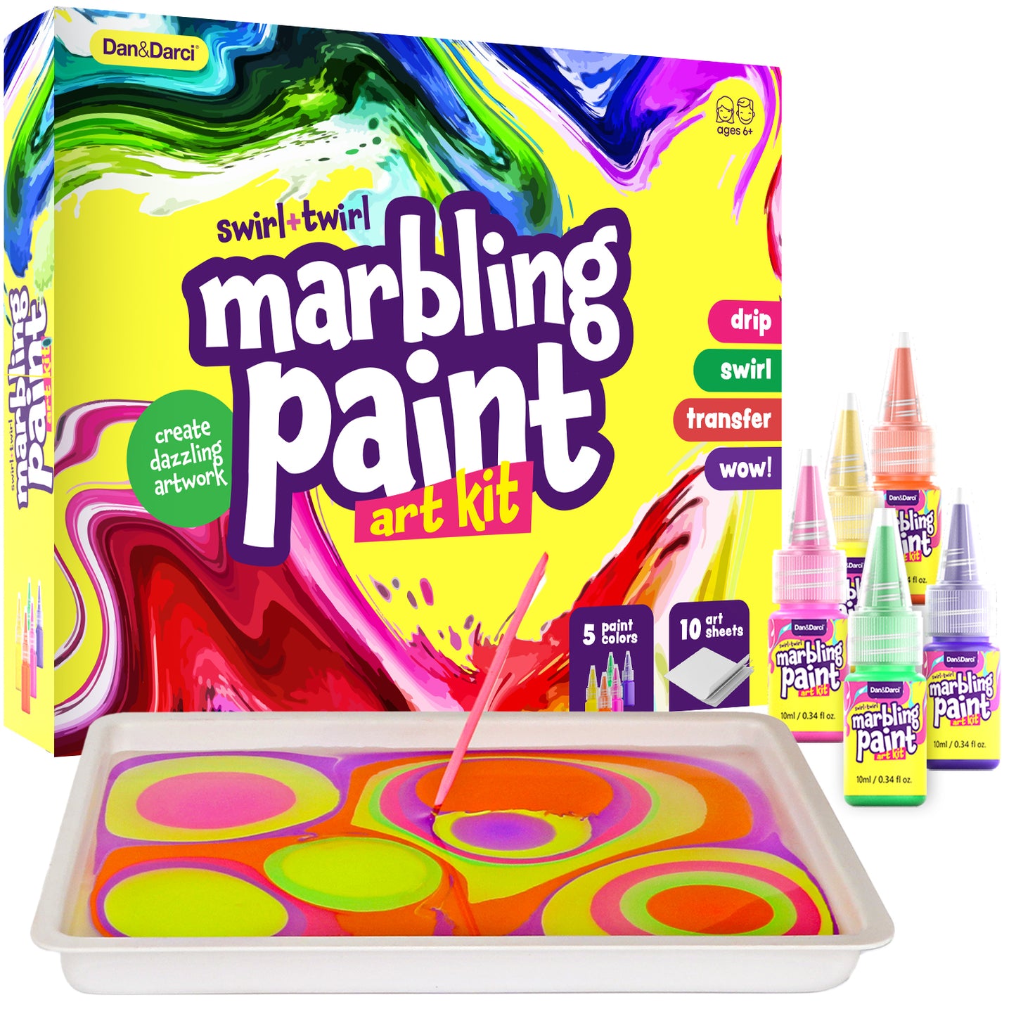 Dan&Darci Swirl+Twirl Marbling Paint Art Kit