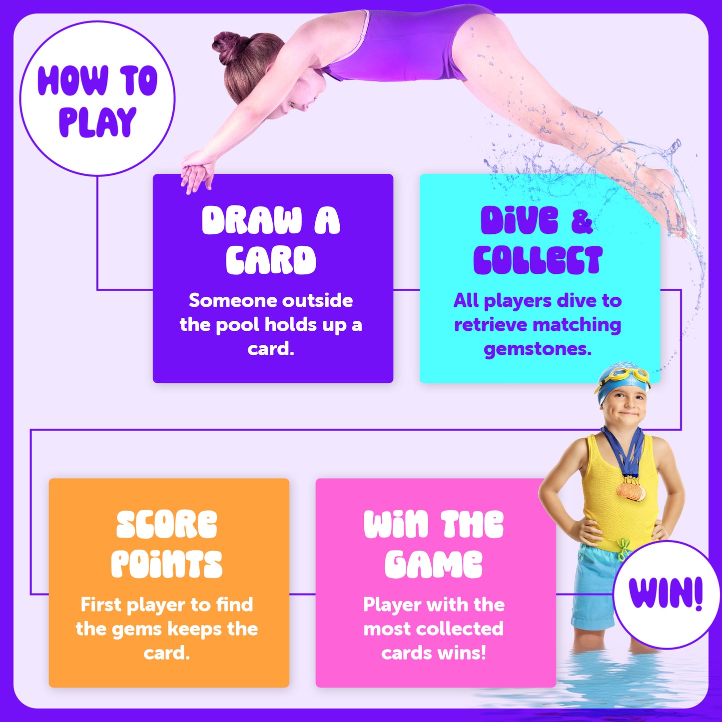 Dan&Darci Underwater Pool Gem Hunt Diving Game for Kids
