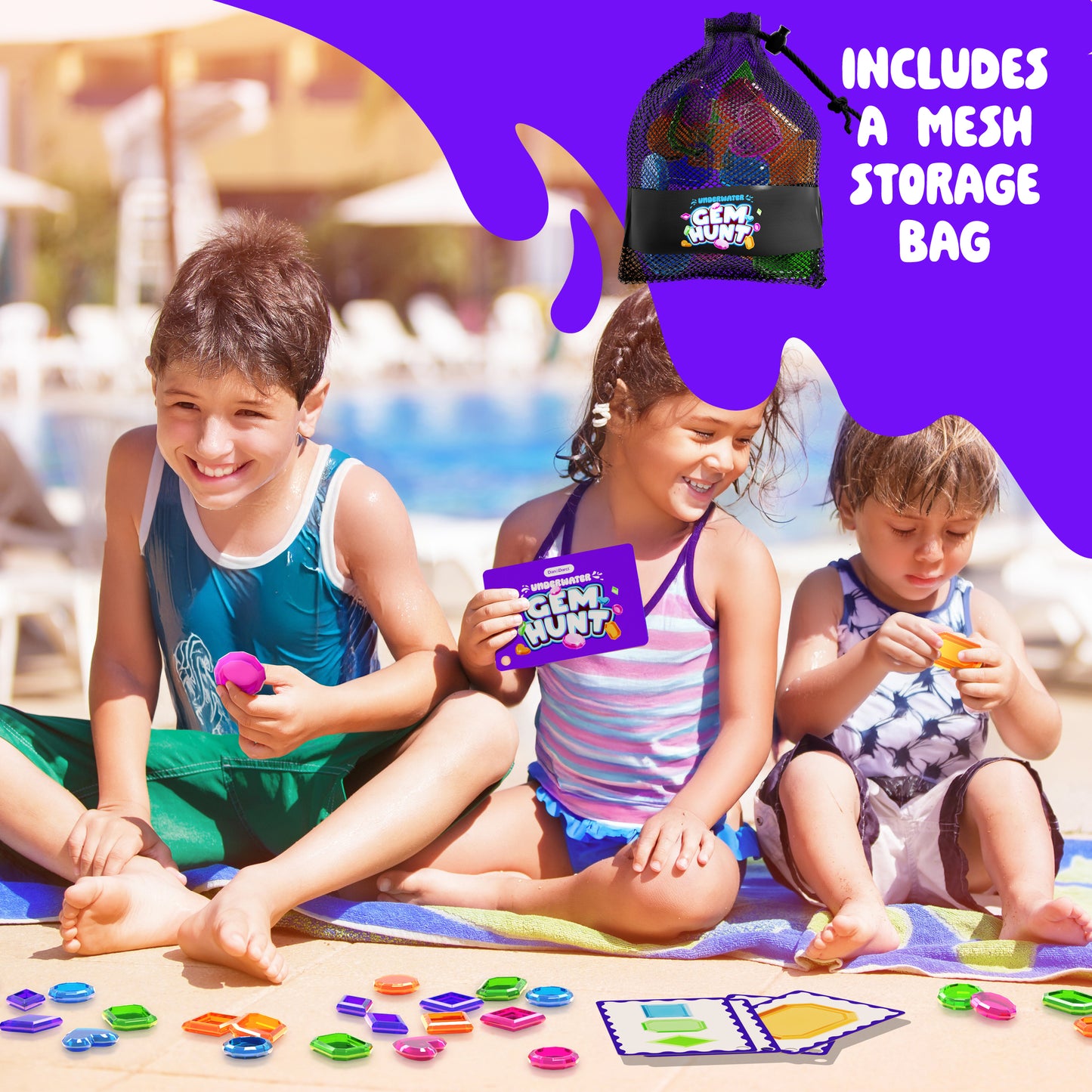Dan&Darci Underwater Pool Gem Hunt Diving Game for Kids