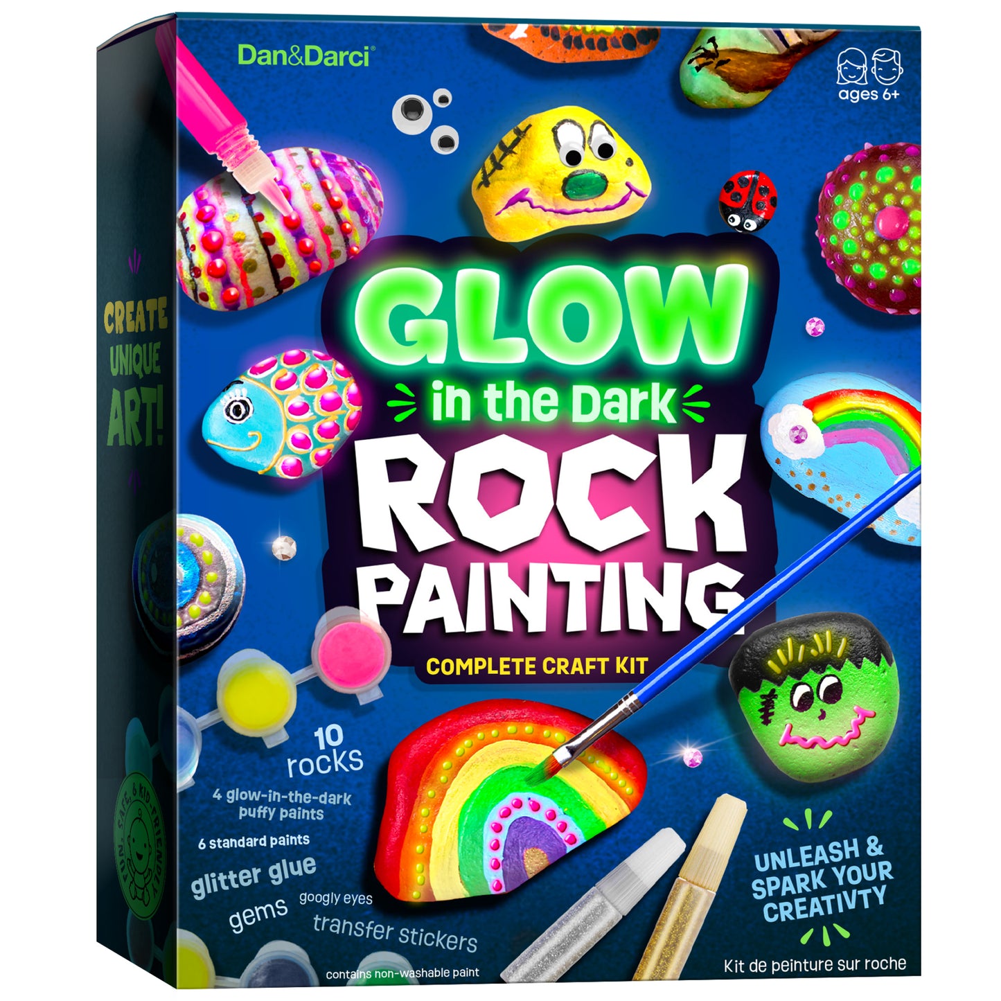 Dan&Darci Glow in the Dark Rock Painting Craft Kit