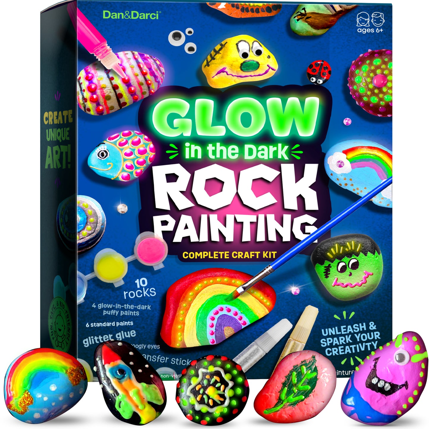 Dan&Darci Glow in the Dark Rock Painting Craft Kit