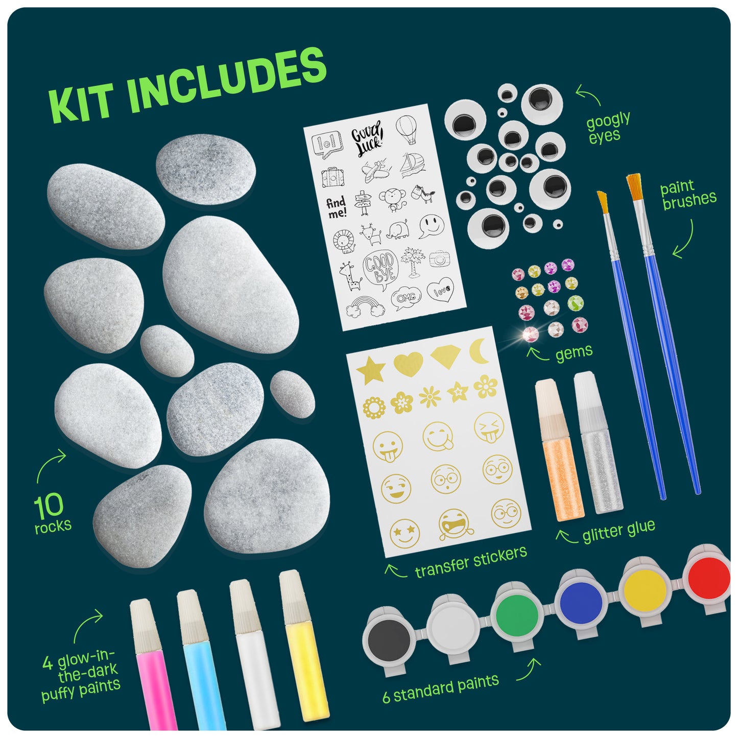 Dan&Darci Glow in the Dark Rock Painting Craft Kit