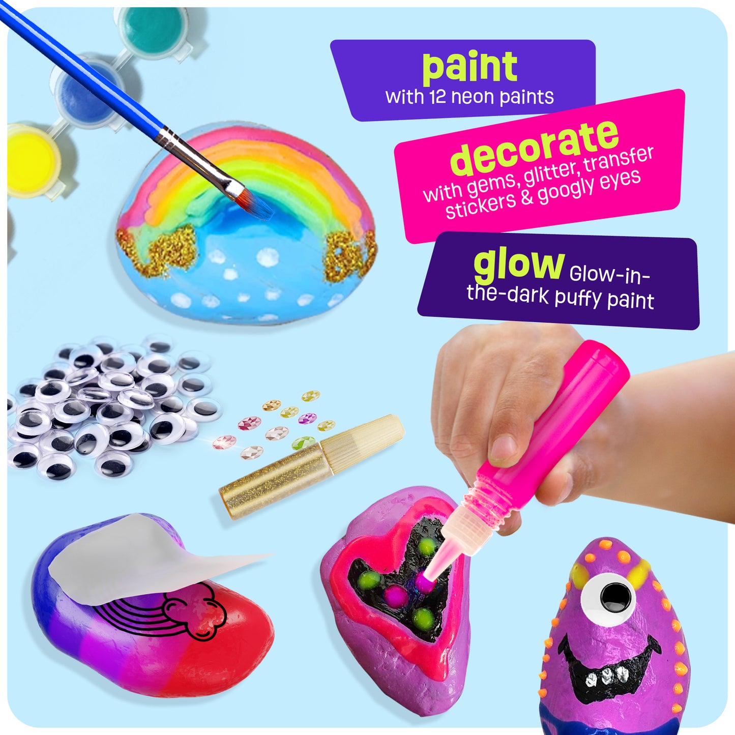 Dan&Darci Glow in the Dark Rock Painting Craft Kit