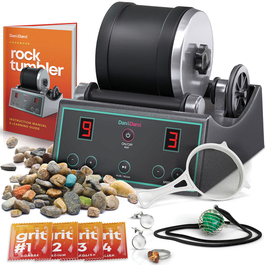 Dan&Darci Advanced Professional Rock Tumbler Kit - Digital 9-Day Polishing Timer & 3 Speed Settings