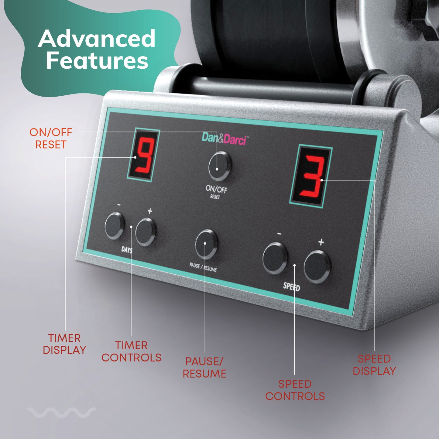 Dan&Darci Advanced Professional Rock Tumbler Kit - Digital 9-Day Polishing Timer & 3 Speed Settings